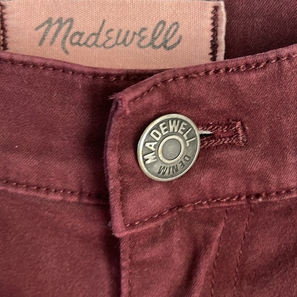 Madewell High Riser Skinny Brushed Cotton Maroon Burgundy Pants Women’s 26 - Picture 4 of 8